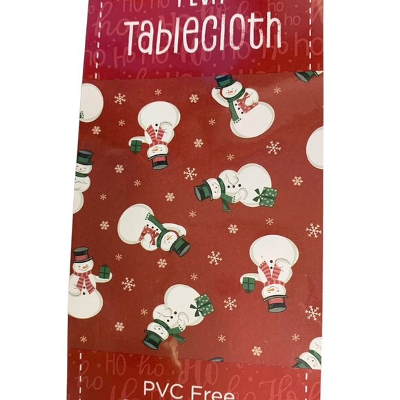 Winter Wonder Lane Christmas Snowmen Peva Vinyl Tablecloth 52in x 70in - Picture 3 of 5